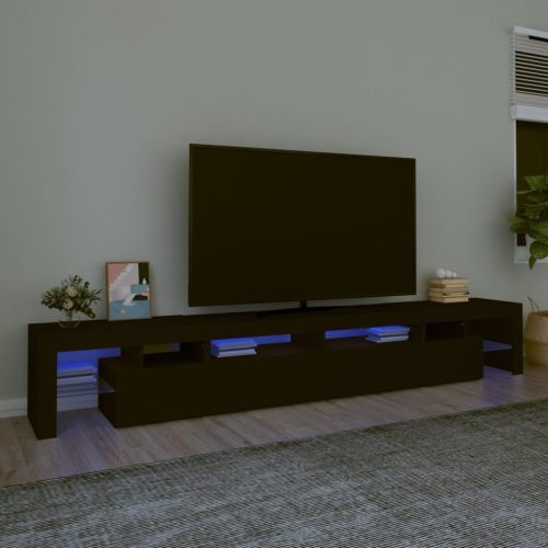 TV ormarić s LED svjetlima crni 260x36,5x40 cm