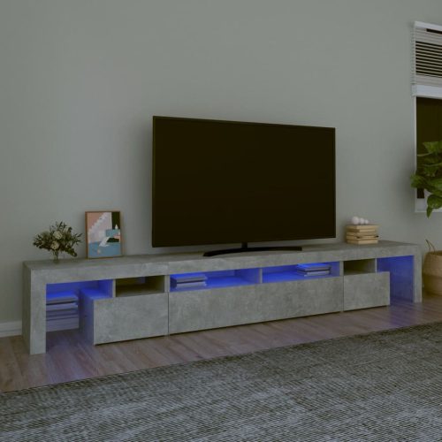 TV ormarić s LED svjetlima siva boja betona 260x36,5x40 cm