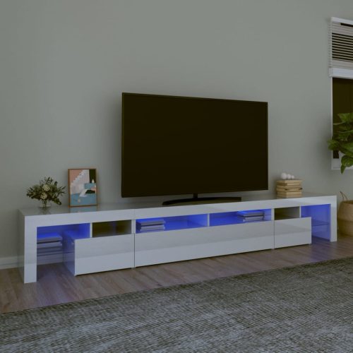 TV ormarić s LED svjetlima visoki sjaj bijeli 260x36,5x40 cm