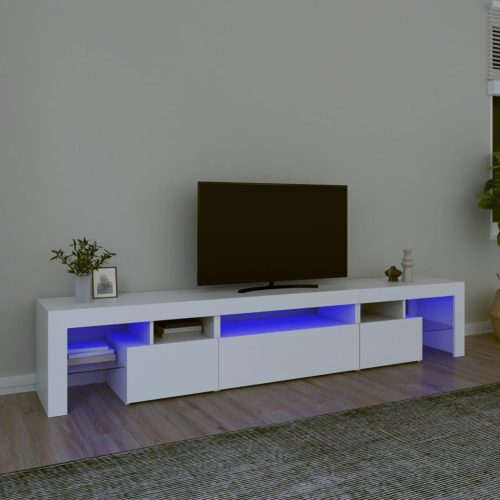 TV ormarić s LED svjetlima bijeli 215x36,5x40 cm