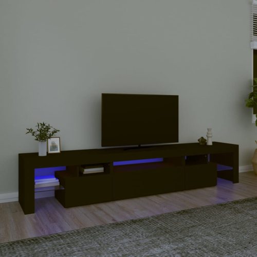 TV ormarić s LED svjetlima crni 215x36,5x40 cm