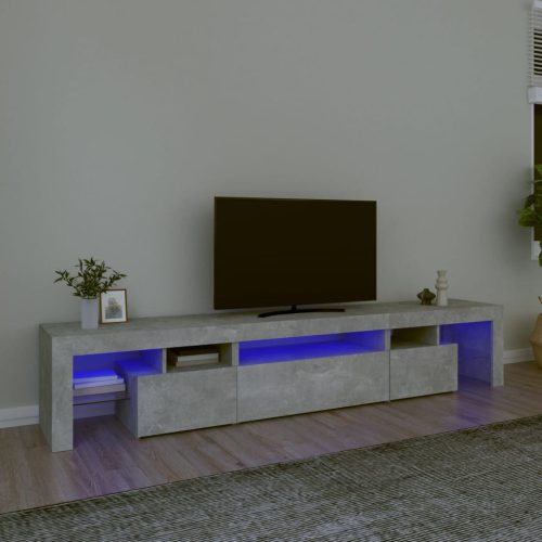 TV ormarić s LED svjetlima siva boja betona 215x36,5x40 cm