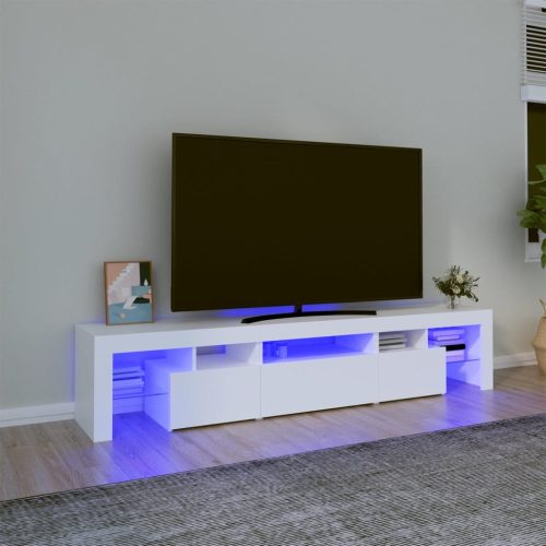 TV ormarić s LED svjetlima bijeli 200x36,5x40 cm