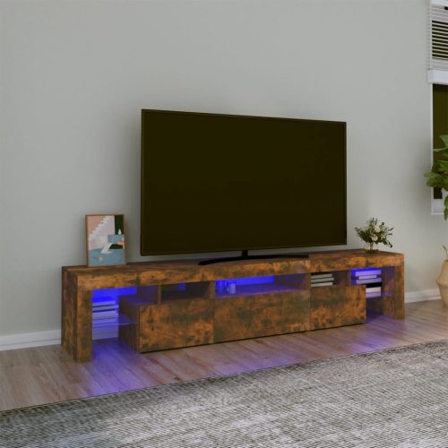 TV ormarić s LED svjetlima boja dimljenog hrasta 200x36,5x40 cm