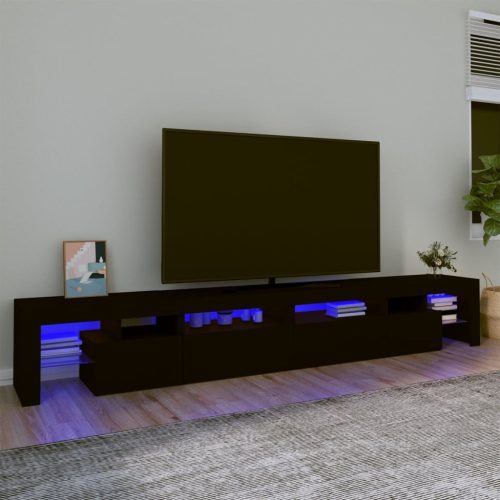 TV ormarić s LED svjetlima crni 260x36,5x40 cm