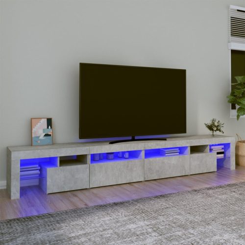 TV ormarić s LED svjetlima siva boja betona 260x36,5x40 cm