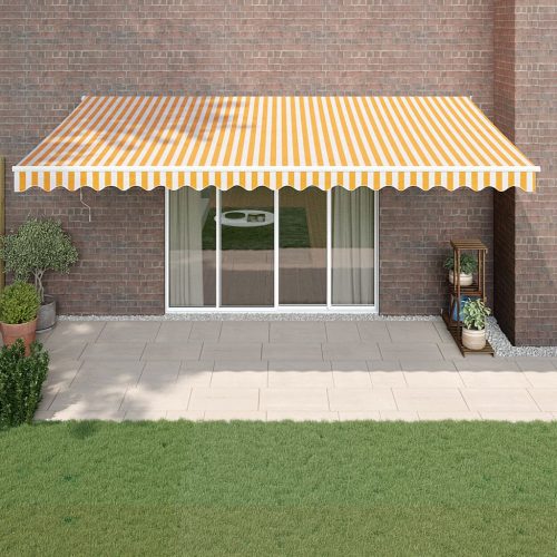 Tenda na uvlačenje žuto-bijela 5 x 3 m od tkanine i aluminija