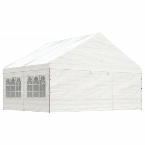 Sjenica s krovom bijela 4,46 x 5,88 x 3,75 m polietilen