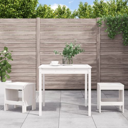 3-dijelni vrtni bistro set bijeli od masivne borovine
