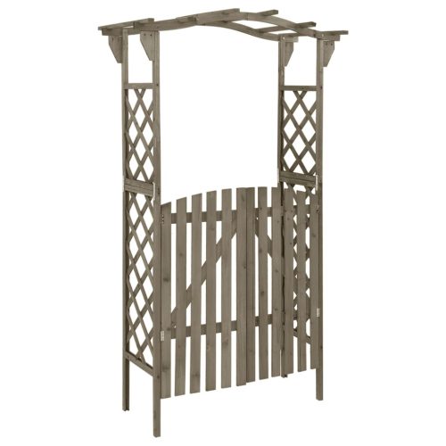 Pergola s vratima 116 x 40 x 204 cm siva od masivne jelovine