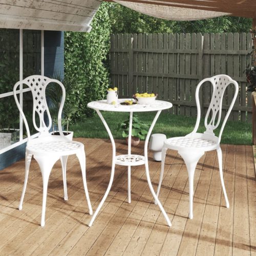 3-dijelni bistro set od lijevanog aluminija bijeli