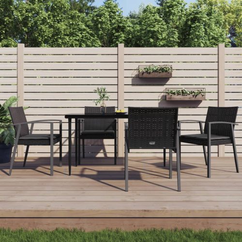 Vrtne stolice s jastucima 4 kom crne 56,5x57x83 cm poliratan