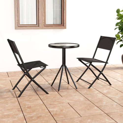 3-dijelni bistro set od čelika crni