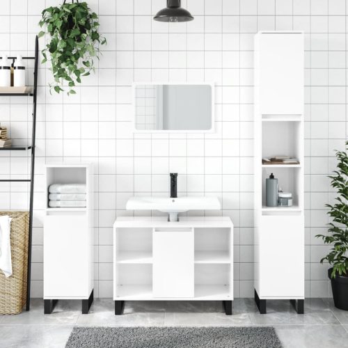3-dijelni set kupaonskog namještaja sjajni bijeli drveni