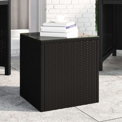 Bočni stolić crni 40 x 37 x 40,5 cm poliratan i kaljeno staklo