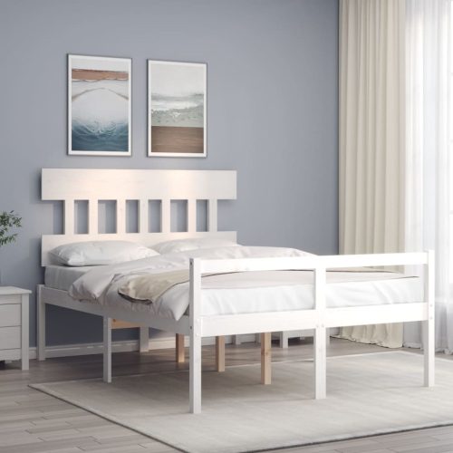 Krevet za starije s uzglavljem bijeli 120x200 cm masivnog drva