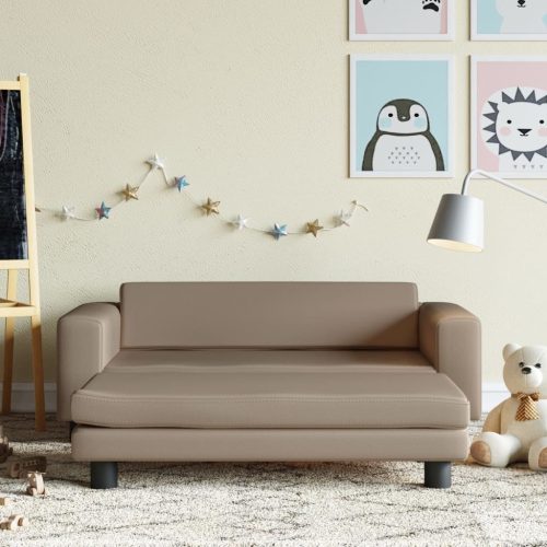Dječja sofa s tabureom cappuccina 100x50x30 cm od umjetne kože