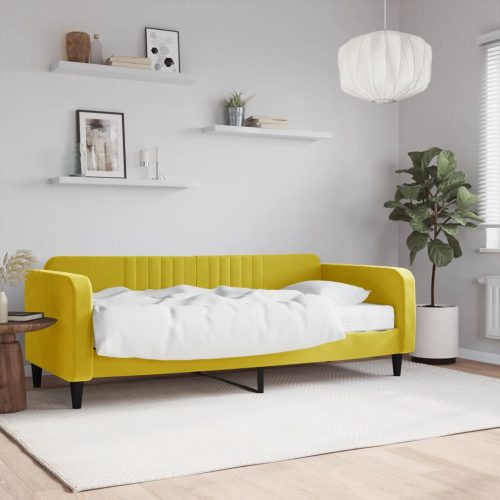 Dnevni krevet s madracem žuti 90 x 200 cm baršunasti