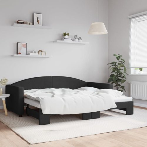 Dnevni krevet na razvlačenje crni 90 x 200 cm od tkanine