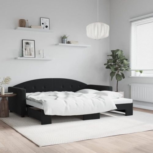 Dnevni krevet na razvlačenje crni 90 x 190 cm baršunasti