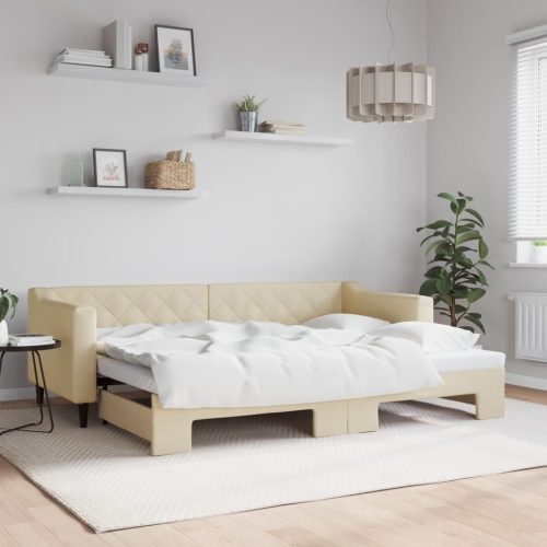 Dnevni krevet na razvlačenje krem 80 x 200 cm od tkanine