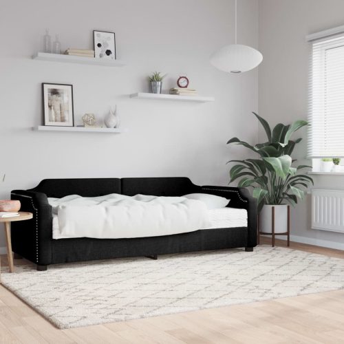 Dnevni krevet s madracem crni 80 x 200 cm od tkanine