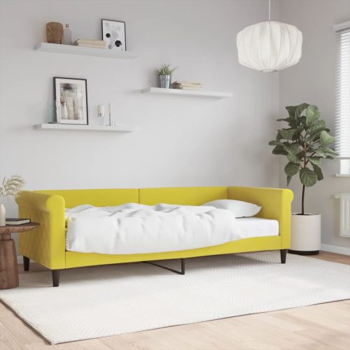 Dnevni krevet s madracem žuti 80 x 200 cm baršunasti