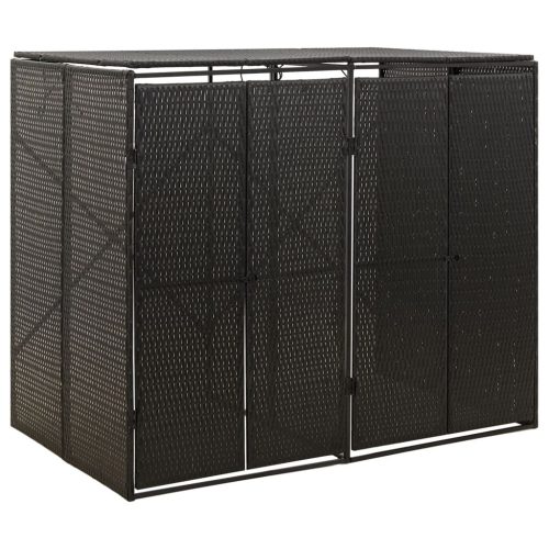 Spremište za 2 kante za smeće crno 140 x 80 x 117 cm poliratan