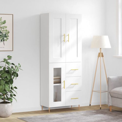 Visoka komoda bijela 69,5x34x180 cm konstruirano drvo