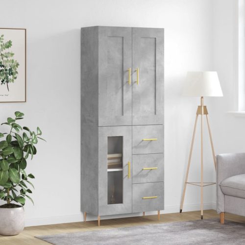 Visoka komoda siva betona 69,5x34x180 cm od konstruiranog drva