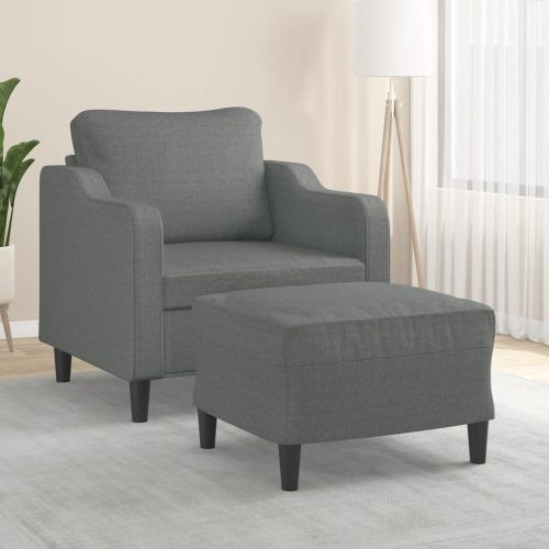 Fotelja s tabureom tamnosiva 60 cm od tkanine