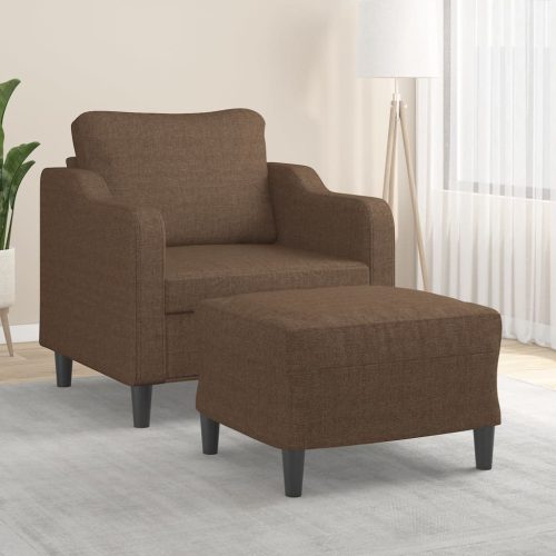 Fotelja s tabureom smeđa 60 cm od tkanine