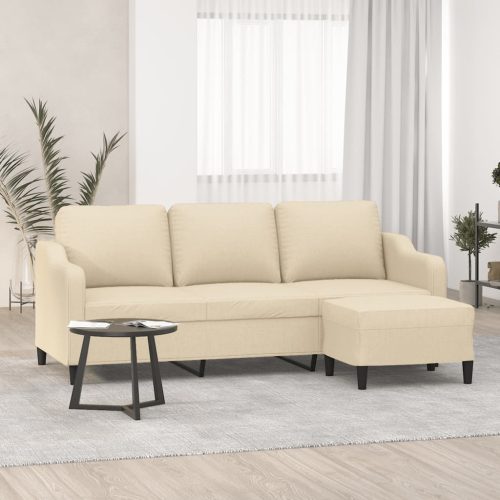Trosjed s tabureom krem 180 cm od tkanine