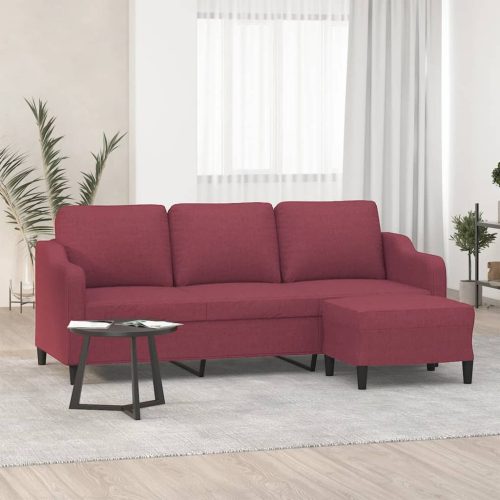 Trosjed s tabureom crvena boja vina 180 cm od tkanine