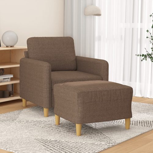 Fotelja s tabureom smeđa 60 cm od tkanine