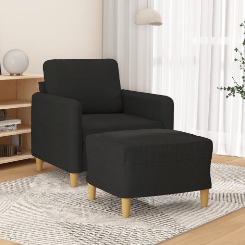 Fotelja s tabureom crna 60 cm od tkanine