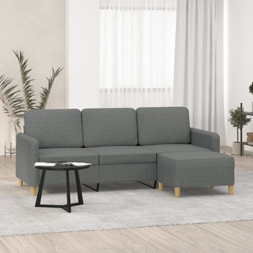 Trosjed s tabureom tamnosivi 180 cm od tkanine
