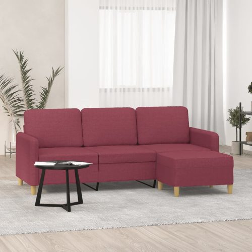 Trosjed s tabureom crvena boja vina 180 cm od tkanine