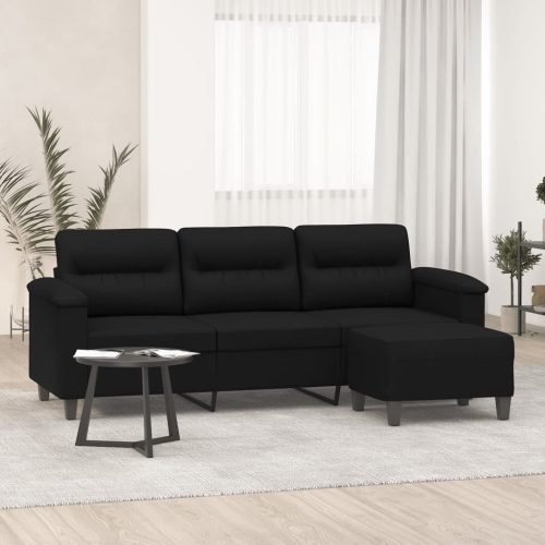 Trosjed s tabureom crni 180 cm od mikrovlakana