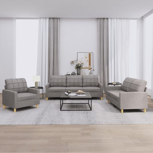 3-dijelni set sofa s jastucima smeđesivi od tkanine