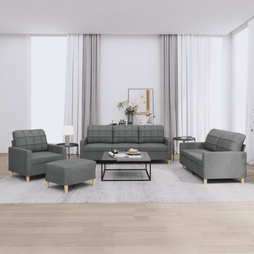 4-dijelni set sofa s jastucima tamnosivi od tkanine