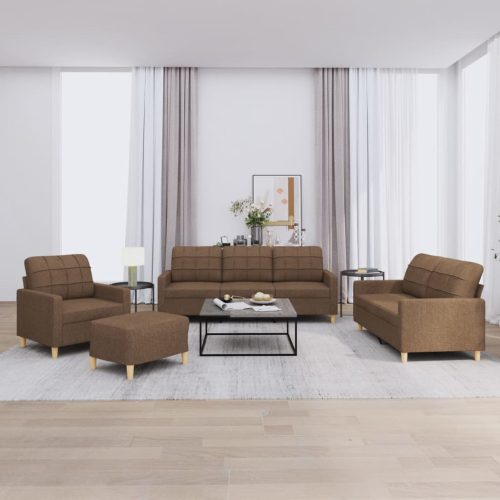 4-dijelni set sofa s jastucima smeđi od tkanine