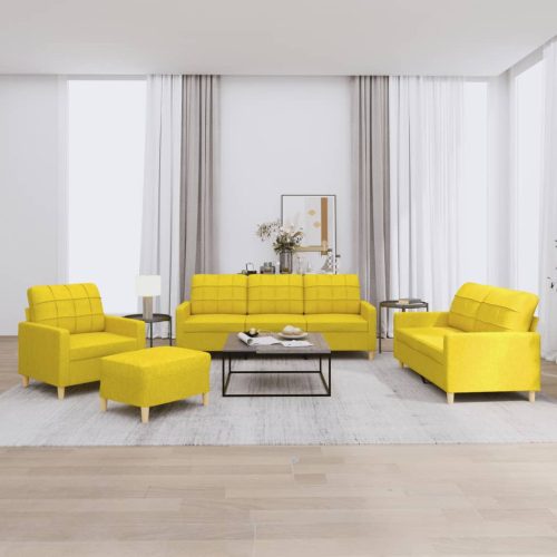 4-dijelni set sofa s jastucima svjetložuti od tkanine