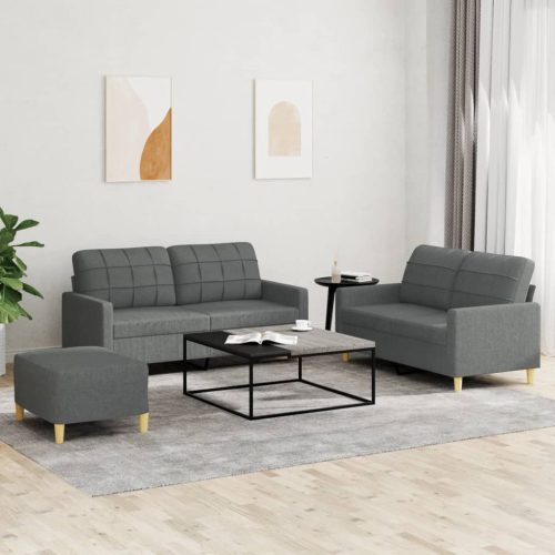 3-dijelni set sofa s jastucima tamnosivi od tkanine