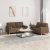 2-dijelni set sofa s jastucima smeđi od tkanine