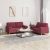 2-dijelni set sofa s jastucima crvena boja vina od tkanine