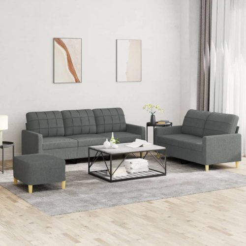 3-dijelni set sofa s jastucima tamnosivi od tkanine