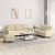 3-dijelni set sofa s jastucima krem od tkanine