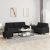3-dijelni set sofa s jastucima crni od tkanine