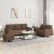 3-dijelni set sofa s jastucima smeđi od tkanine